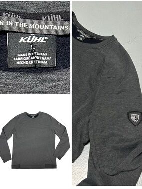 Kuhl Pullover Crewneck Sweatshirt Tencel Elastic Cuff Hem Heather Charcoal Grey